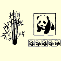 Panda Silhouettes Rubber Stamps