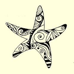 Cloisonné Sea Star or Starfish Rubber Stamp