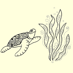 Cloisonne Sea Turtle/Seaweed Rubber Stamp Set
