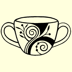 2-Handled Teacup Rubber Stamp